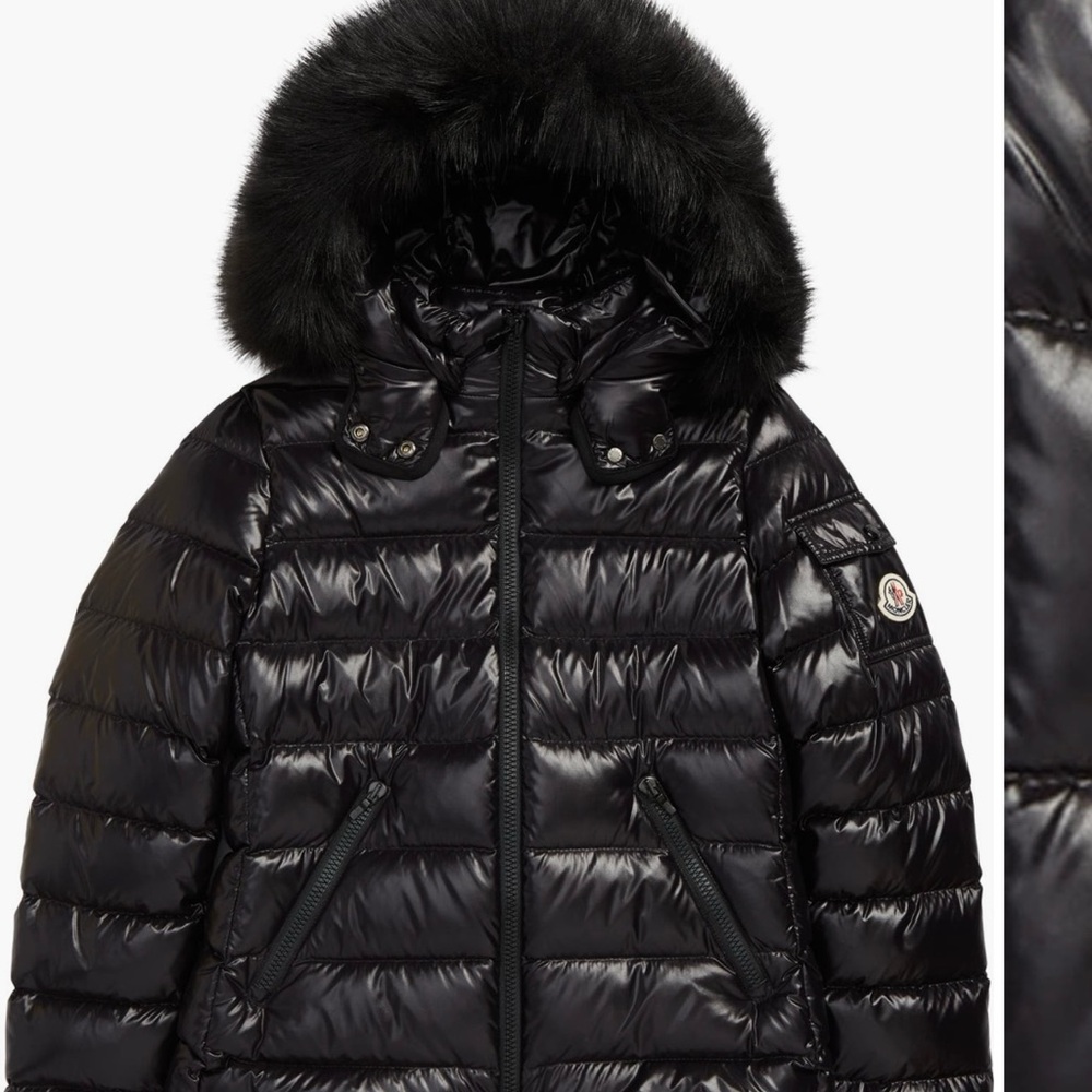 Moncler Girls Badyf Down Jacket with Faux Fur Trim Size 10Y - Picture 1 of 6